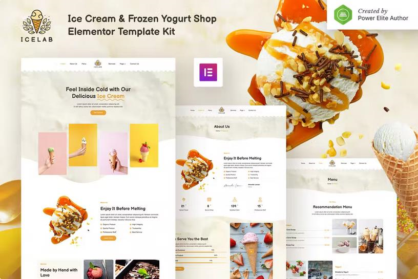 ICELAB – ICE CREAM & FROZEN YOGURT SHOP ELEMENTOR TEMPLATE KIT